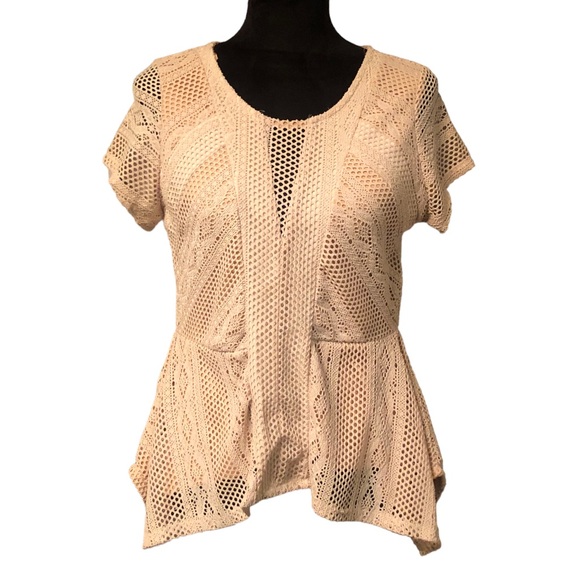 BKE Tops - BKE Cream Lace Peplum Blouse size Large